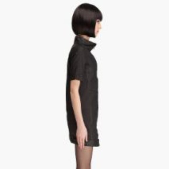 G Star Raw Steam Mini Mock Neck Coated Cotton Black Full Zip Short Sleeve Dress - Picture 2 of 14